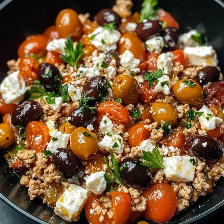 Mediterranean Keto Ground Chicken Skillet with Olives and Feta