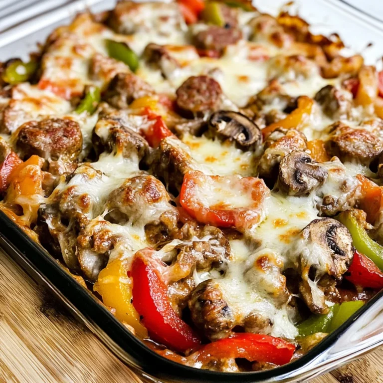 Sausage, Peppers, and Mushrooms Low-Carb Cheesy Bake