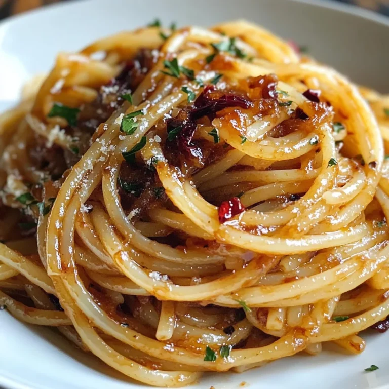 Caramelized Onion Pasta with Chilli Oil